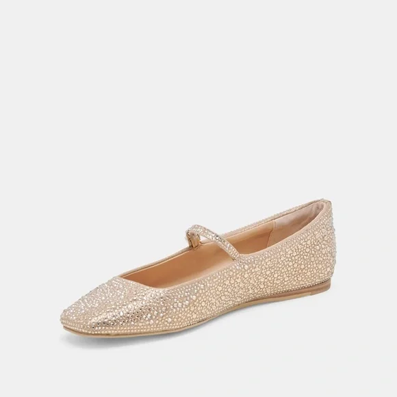 DOLCE VITA REYES CRYSTAL BALLET FLATS IN LIGHT GOLD 8.5 - Picture 2 of 12